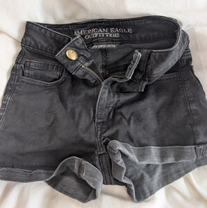 American Eagle Super Super Stretch High Rise Shorts Black